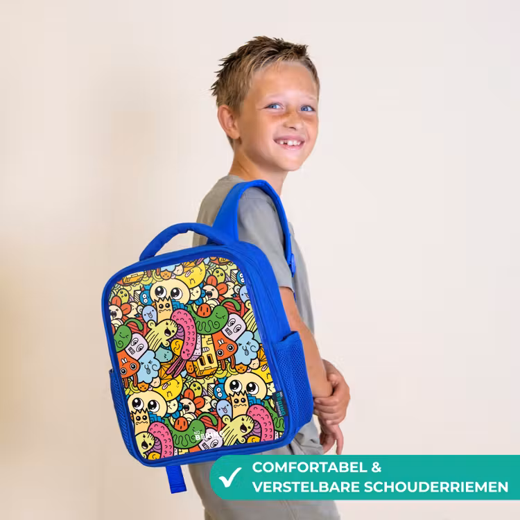 Kinderrugzak - Blauw - Fantasiedieren die lachen en kleurrijk zijn — 4