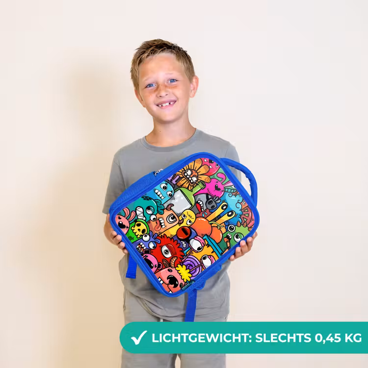 Kinderrugzak - Blauw - Knallende gekleurde monsters — 2