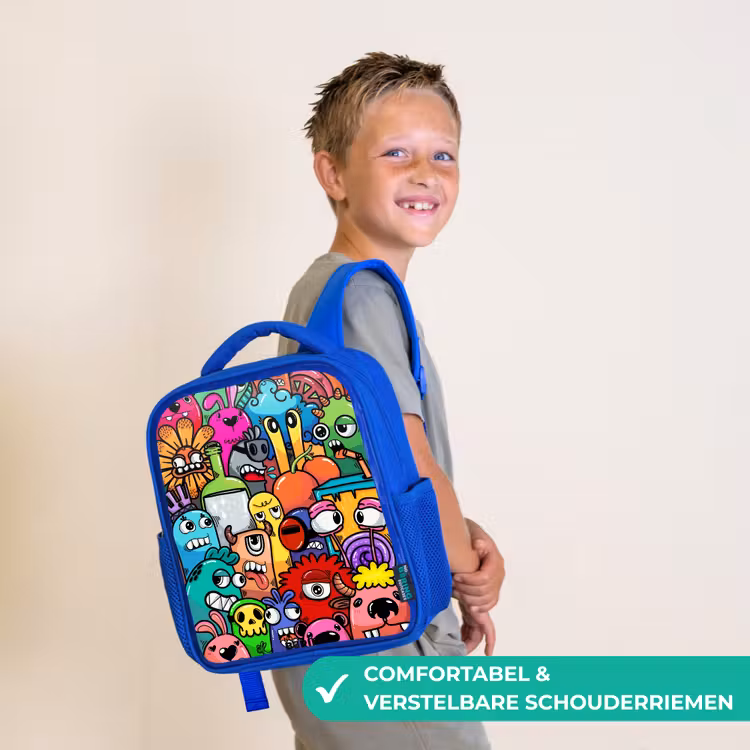 Kinderrugzak - Blauw - Knallende gekleurde monsters — 4