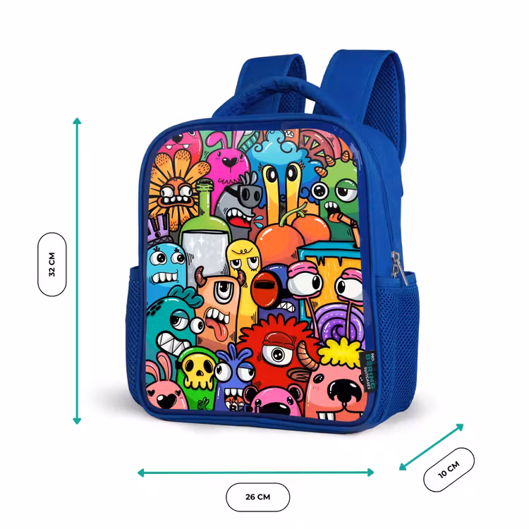 Kinderrugzak - Blauw - Knallende gekleurde monsters — 6