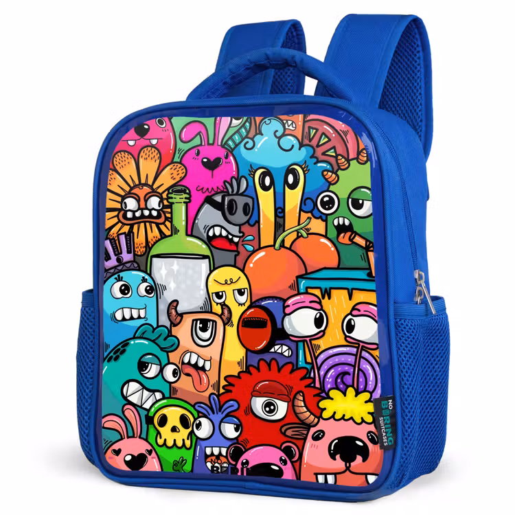 Kinderrugzak - Blauw - Knallende gekleurde monsters — 9