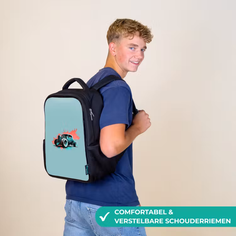 Kinderrugzak - Zwart - Hotrod turquoise — 2