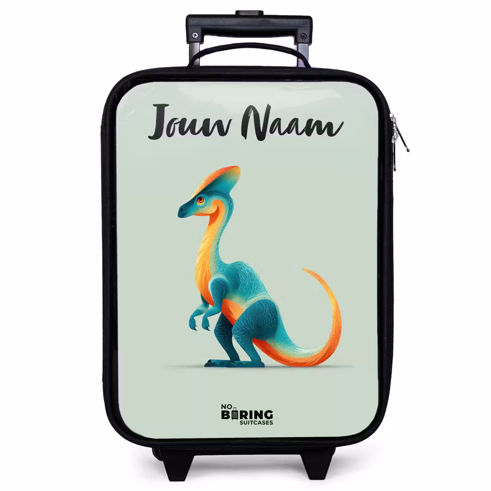 Kinderkoffer met naam - Zwart - Dino - Blauw - Dier — 1