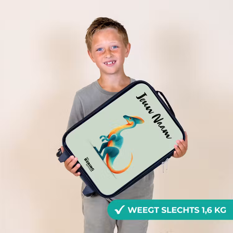 Kinderkoffer met naam - Zwart - Dino - Blauw - Dier — 2