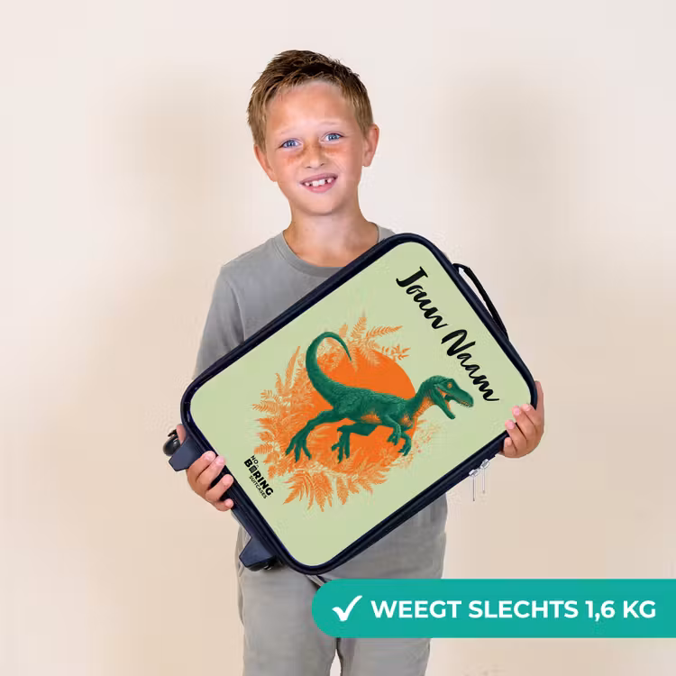 Kinderkoffer met naam - Zwart - Dino - Natuur - Groen — 2
