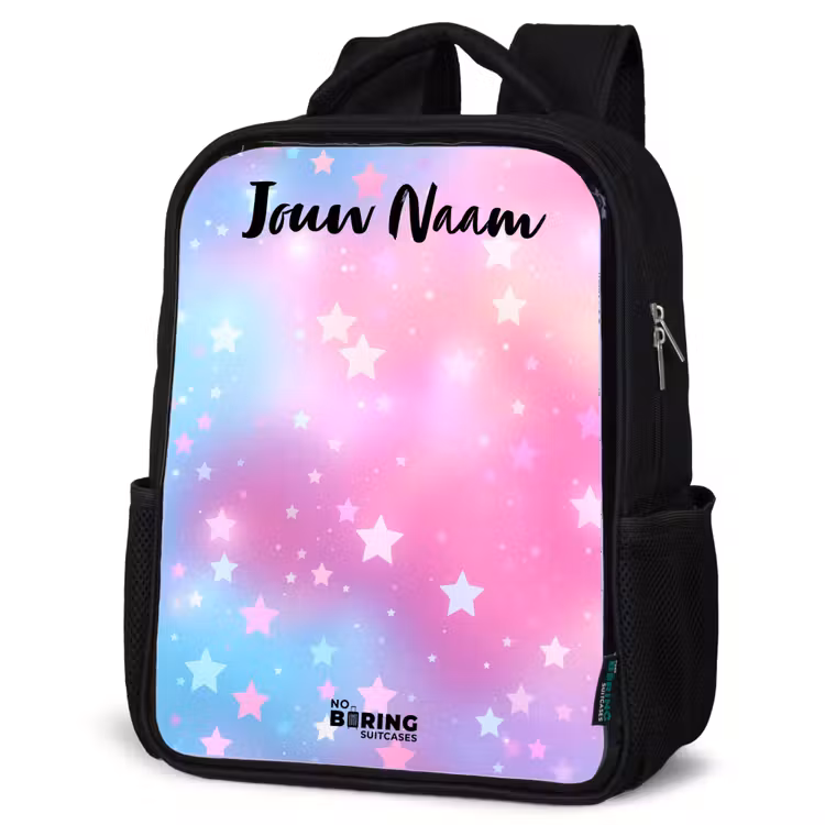 Kinderrugzak met naam - Zwart - Sterren - Roze - Blauw — 7