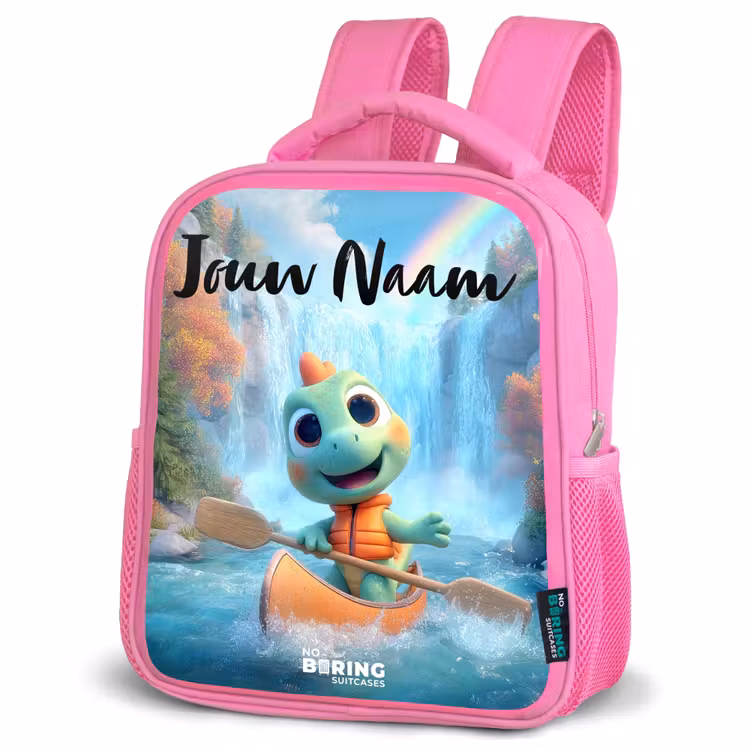 Kinderrugzak met naam - Roze - Dino - Natuur - Waterval — 6