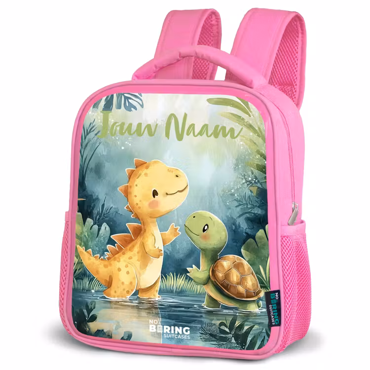 Kinderrugzak met naam - Roze - Dino - Schildpad - Jungle — 6