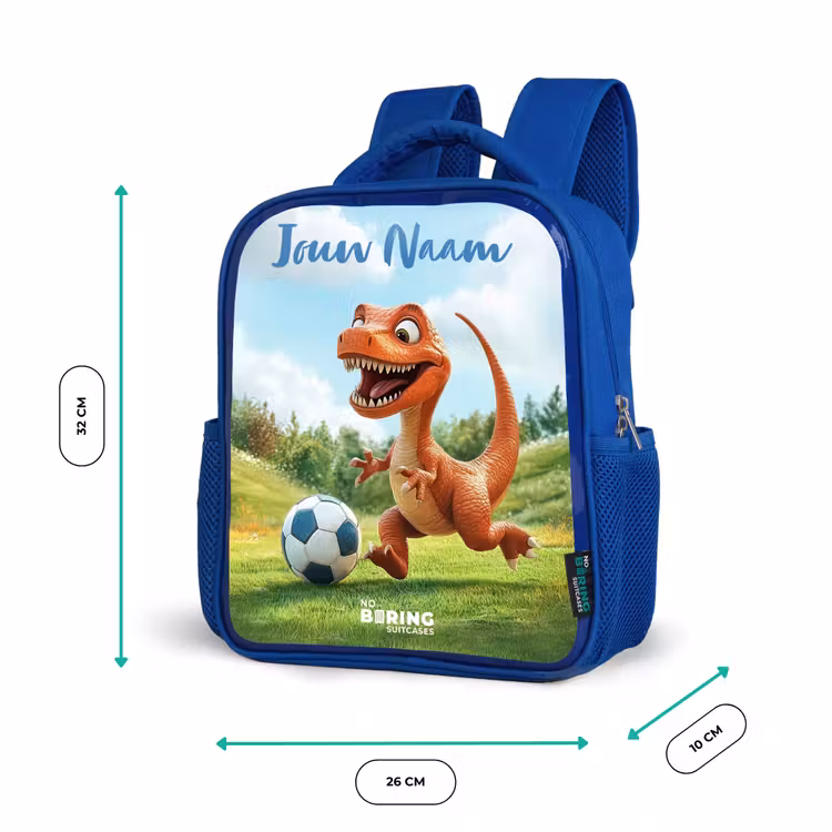 Kinderrugzak met naam - Blauw - Voetbal - Dino - Sport — 6