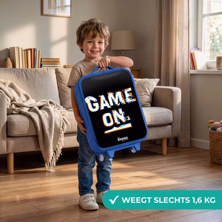 Kinderkoffer - Blauw - Game on in zwart wit — 2