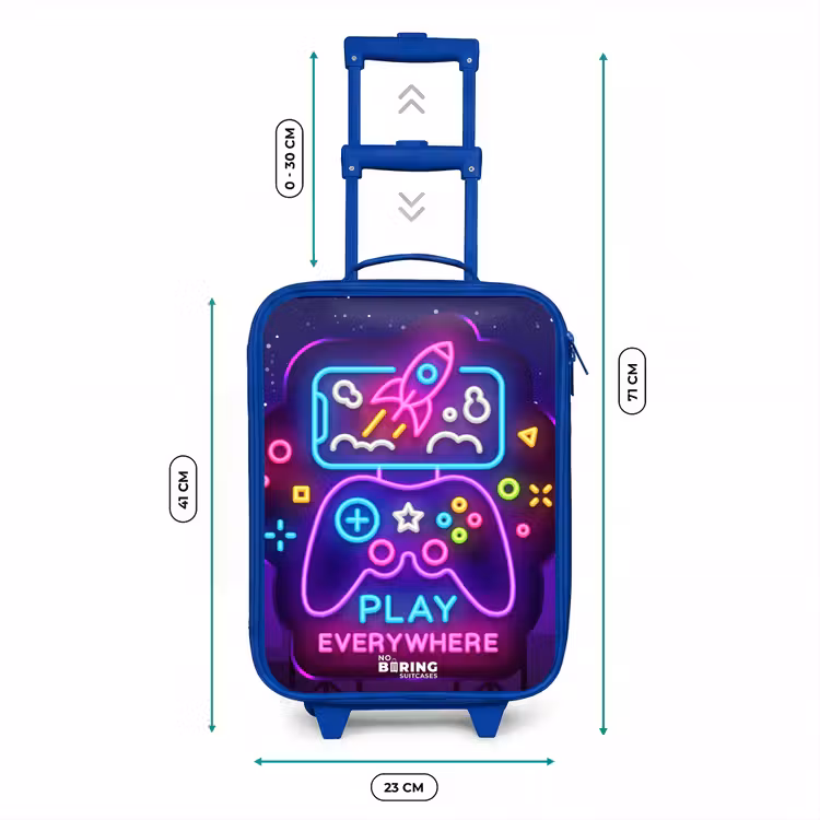 Kinderkoffer - Blauw - Neonillustratie met een controller — 6