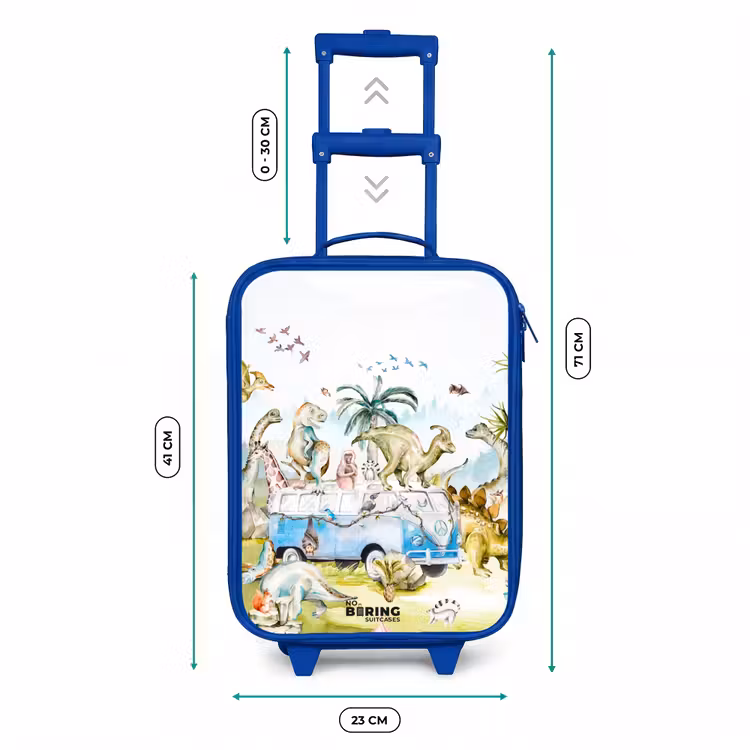 Kinderkoffer - Blauw - Busje met dino's — 6