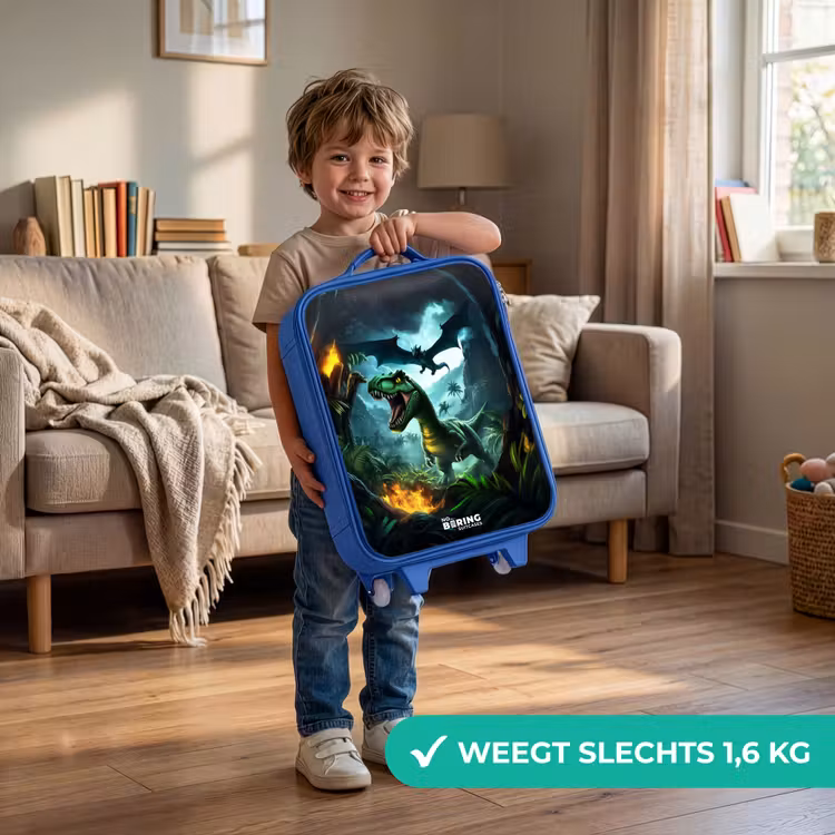 Kinderkoffer - Blauw - Dinosaurus en draak in vurige junglevallei — 2
