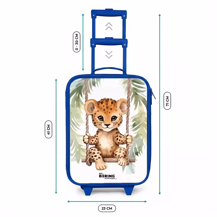Kinderkoffer - Blauw - Luipaard welp op een schommel waterverf illustratie — 6