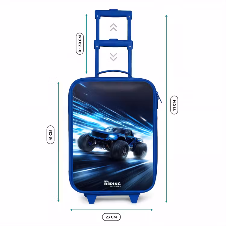 Kinderkoffer - Blauw - Monstertruck raast door lichtsnelheid — 6