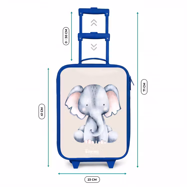 Kinderkoffer - Blauw - Olifant tekening tegen een beige achtergrond — 6