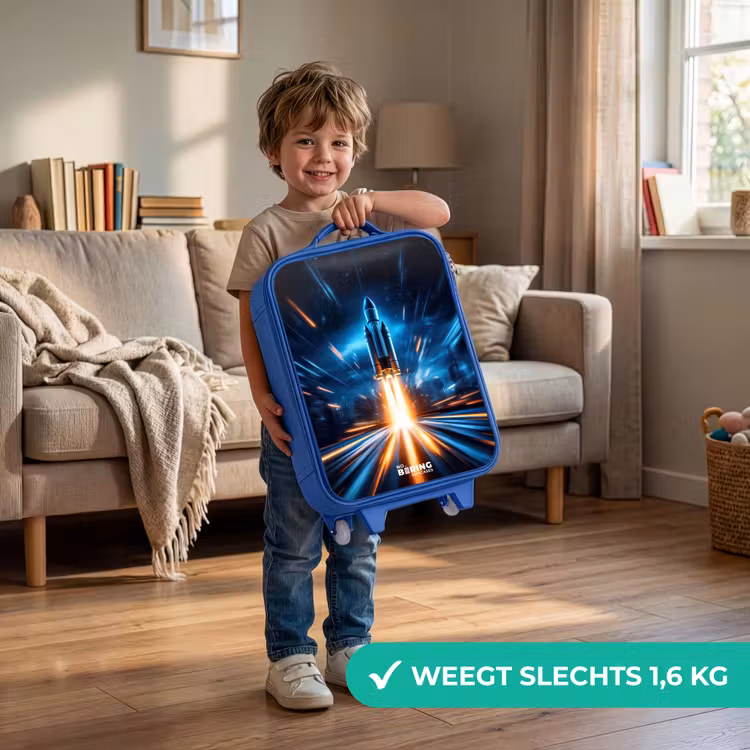 Kinderkoffer - Blauw - Ruimteraket stijgt op in nachtelijk lichtspektakel — 2