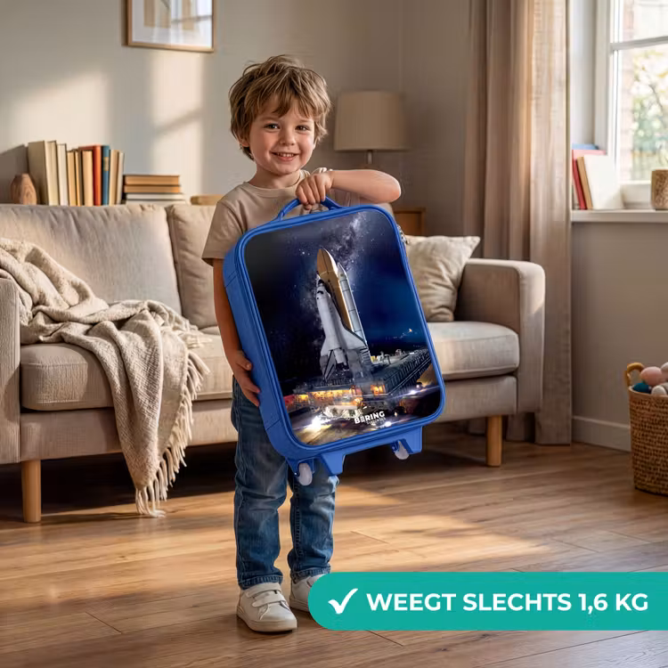 Kinderkoffer - Blauw - Spaceshuttle die kan opstijgen — 2