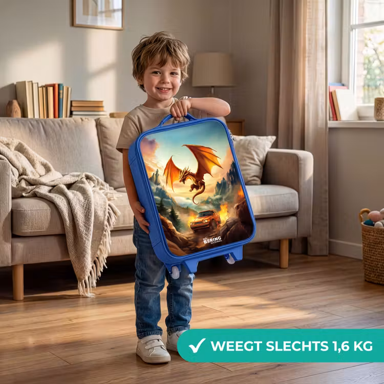 Kinderkoffer - Blauw - Vliegende draak boven vurige bergweg — 2