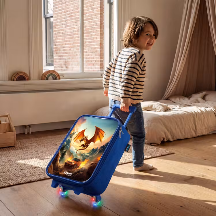 Kinderkoffer - Blauw - Vliegende draak boven vurige bergweg — 3
