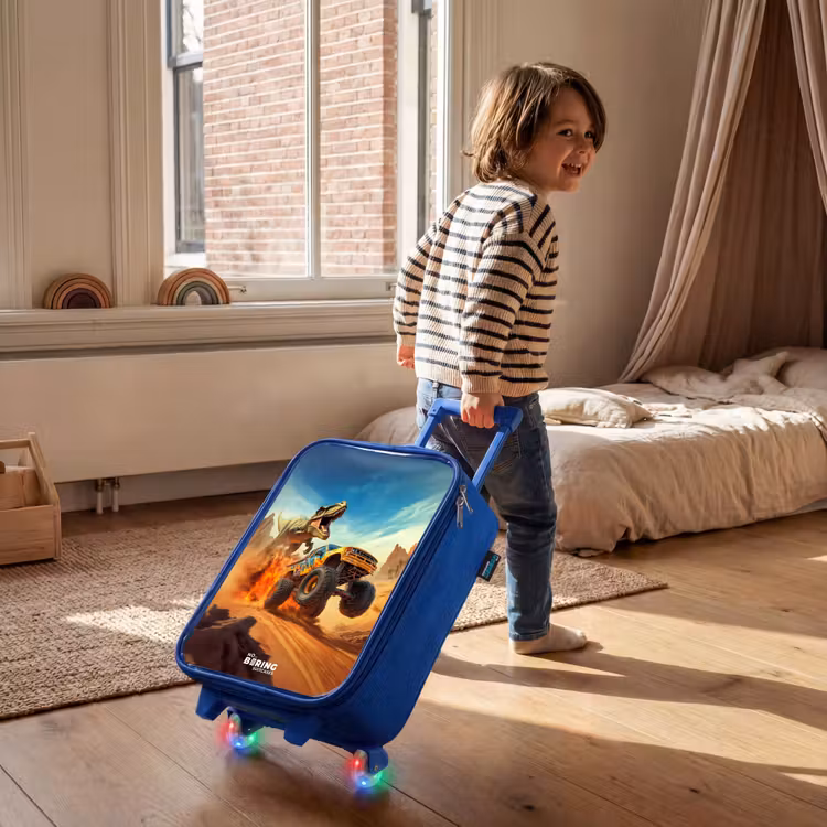 Kinderkoffer - Blauw - Vluchtende truck voor T-Rex in vurige woestijn — 3