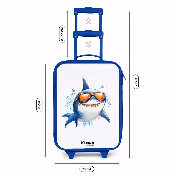 Kinderkoffer - Blauw - Coole haai met zonnebril in het water — 6