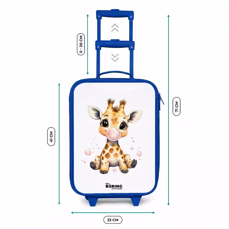 Kinderkoffer - Blauw - Giraffe met roze kauwgombal — 6
