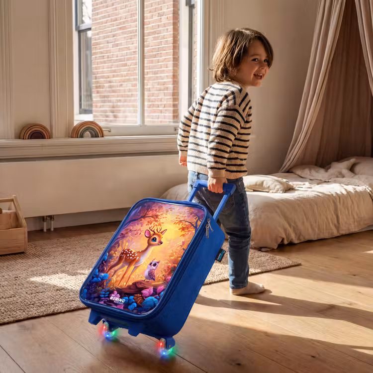 Kinderkoffer - Blauw - Hertje en uil in een roze sprookjesbos — 3