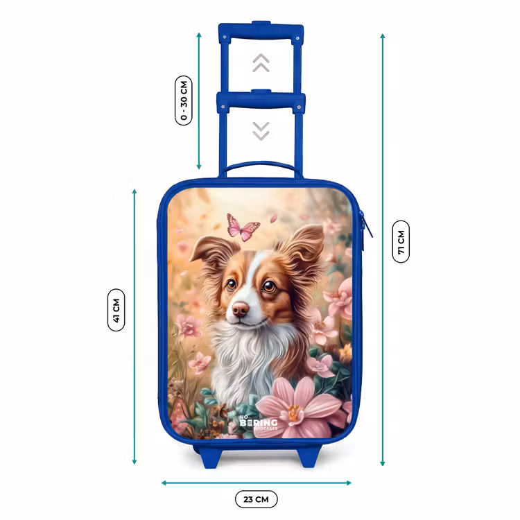 Kinderkoffer - Blauw - Hond in bloemenveld met vlinders — 6