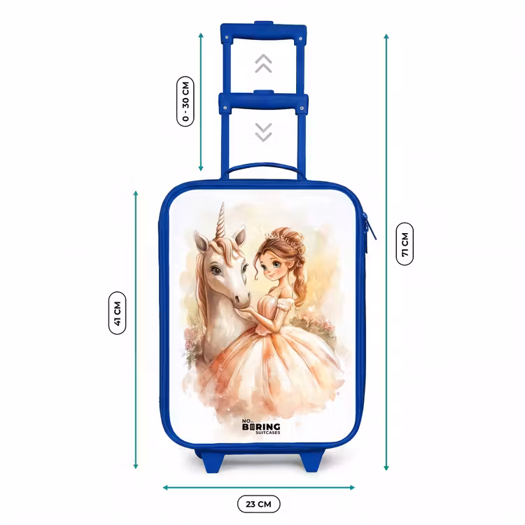 Kinderkoffer - Blauw - Prinses in jurk met witte eenhoorn — 6