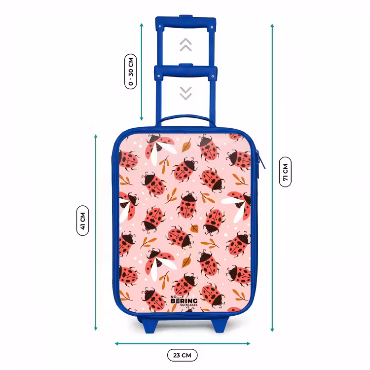 Kinderkoffer - Blauw - Rode lieveheersbeestjes op roze achtergrond — 6