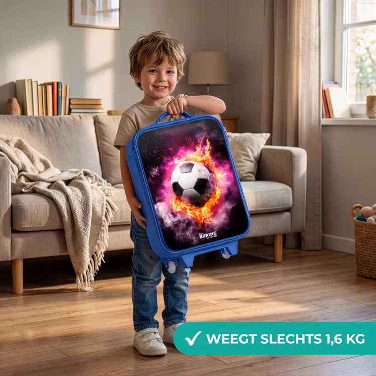 Kinderkoffer - Blauw - Voetbal in roze vuur explosie — 2