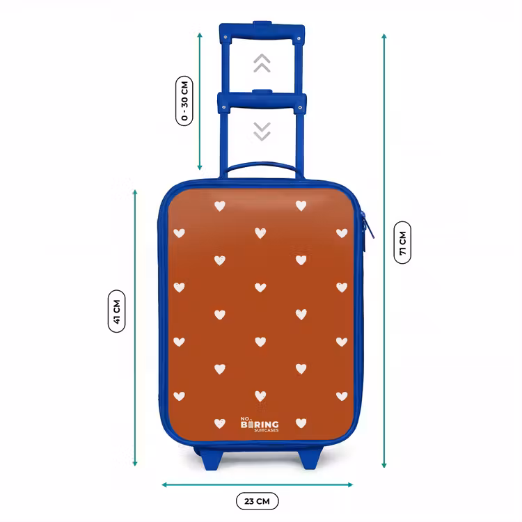 Kinderkoffer - Blauw - Wit hartjespatroon op oranje bruine achtergrond — 6