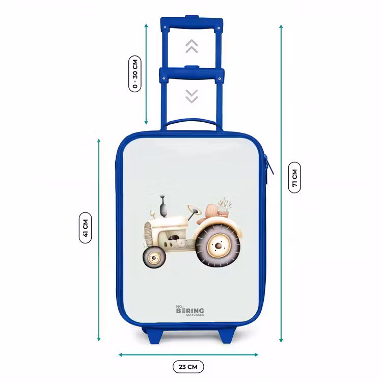 Kinderkoffer - Blauw - Beige vintage tractor in pastel groene kleuren — 6