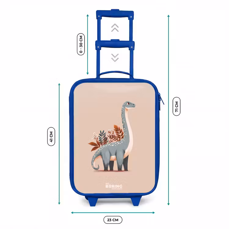 Kinderkoffer - Blauw - Blauwe dinosaurus op een beige achtergrond — 6