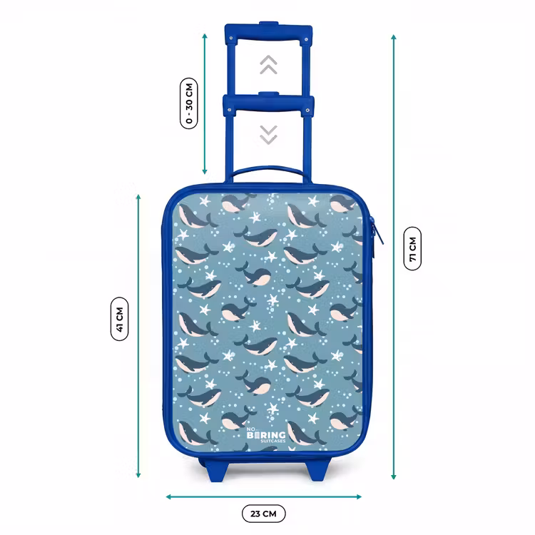 Kinderkoffer - Blauw - Donkerblauw walvissenpatroon met zeesterren — 6