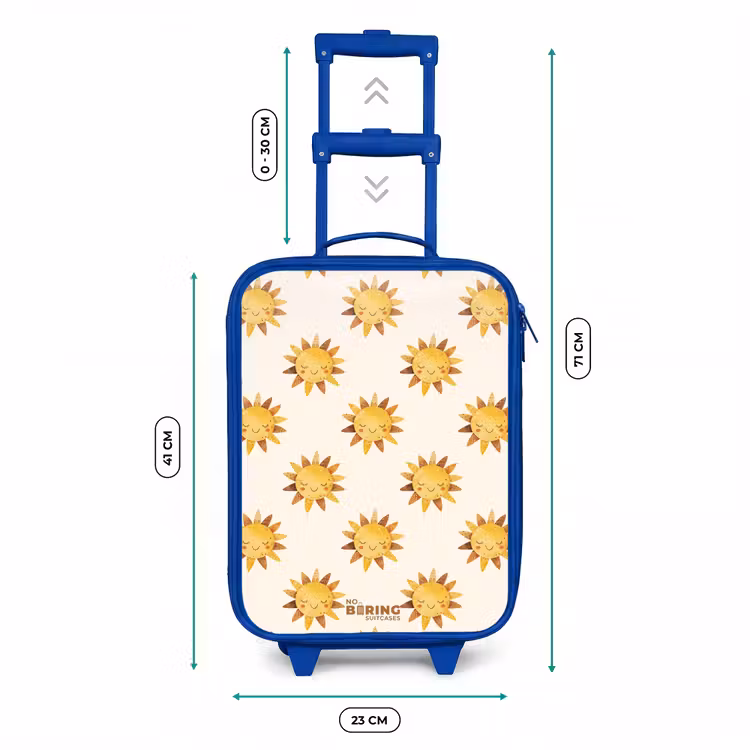 Kinderkoffer - Blauw - Lachende zonnetjes als patroon op beige achtergrond — 6