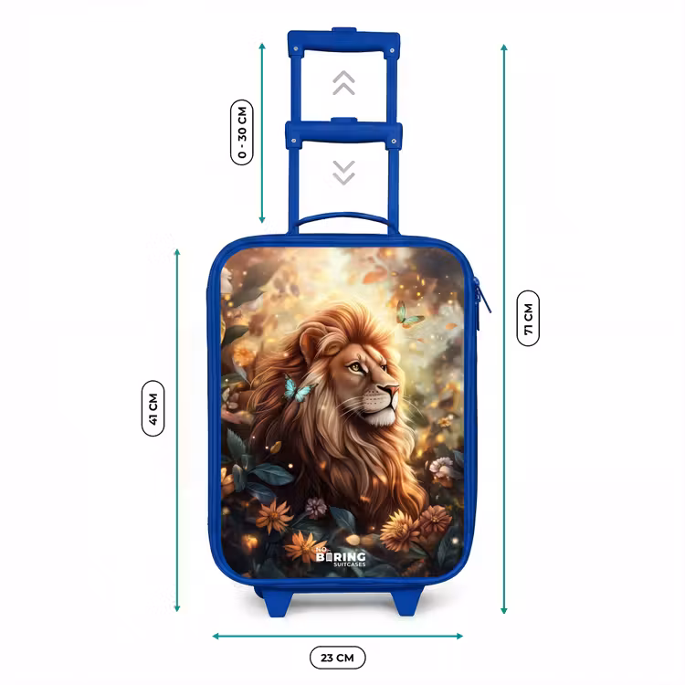 Kinderkoffer - Blauw - Leeuw met vlinders in bloemrijke jungle — 6