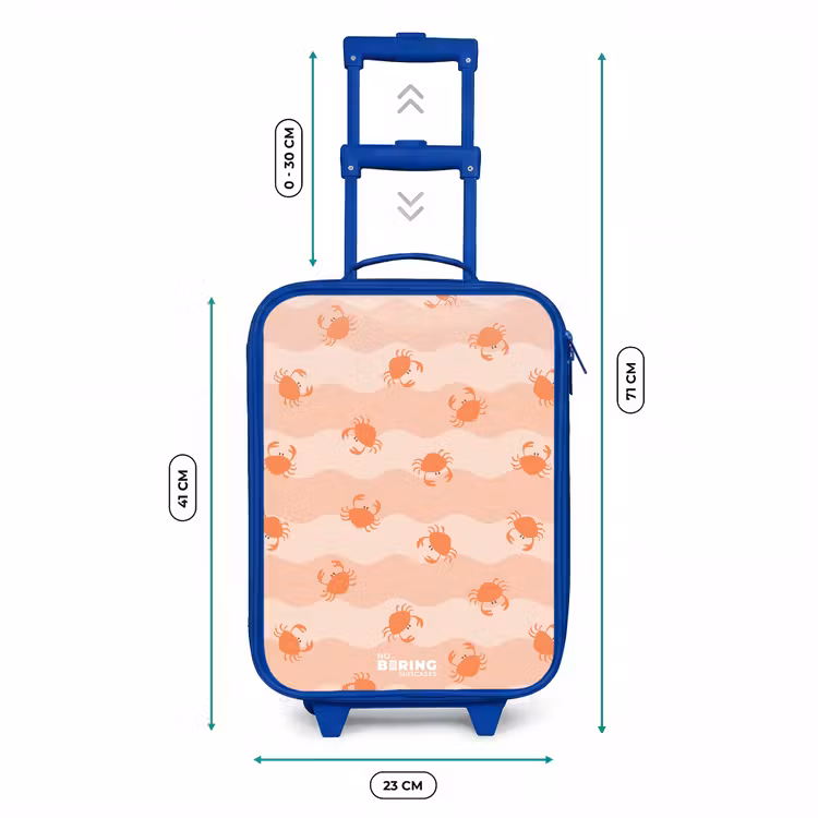 Kinderkoffer - Blauw - Oranje krabben op golvende achtergrond — 6