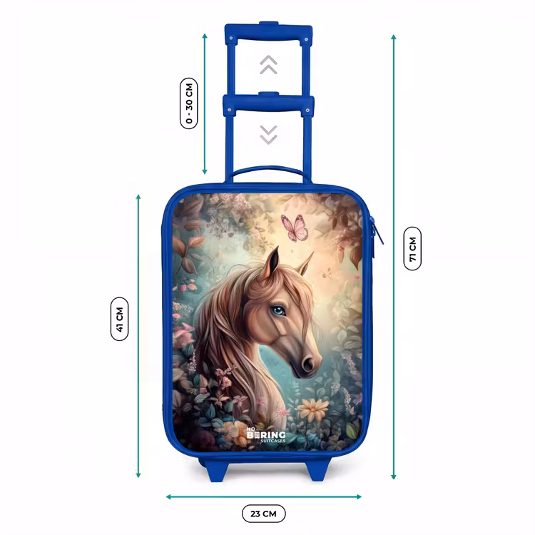 Kinderkoffer - Blauw - Paard met vlinders in bloementuin — 6