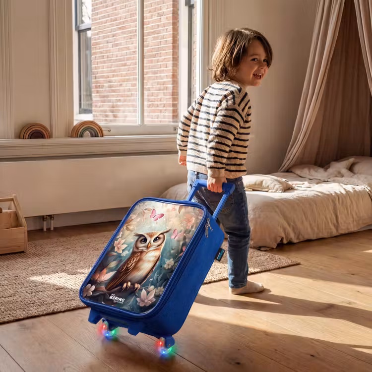 Kinderkoffer - Blauw - Uil met vlinders in mystiek bos — 3