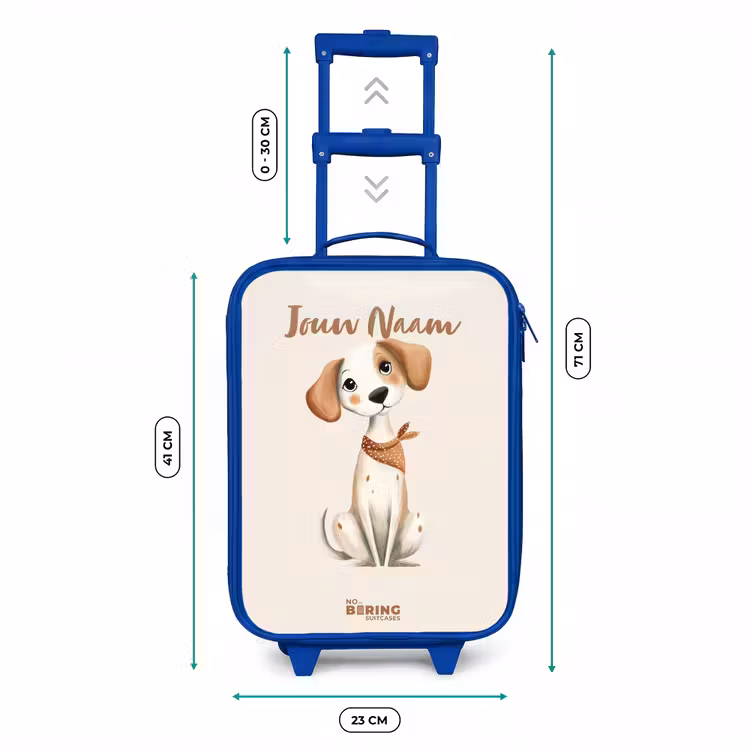 Kinderkoffer - Blauw - Bruin gevlekte pup op een beige achtergrond — 6