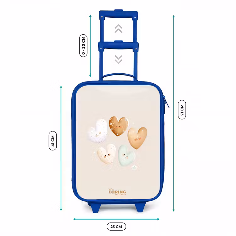Kinderkoffer - Blauw - Hartjes in zachte beige tinten — 6