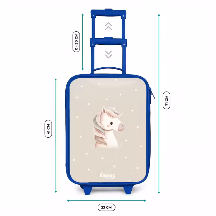 Kinderkoffer - Blauw - Pony omringd door stippen in beige kleuren — 6