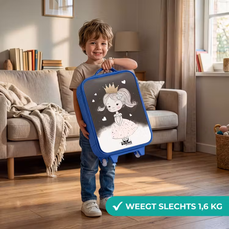Kinderkoffer - Blauw - Verlegen prinses met bloem — 2
