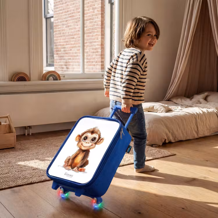 Kinderkoffer - Blauw - Baby aap — 3