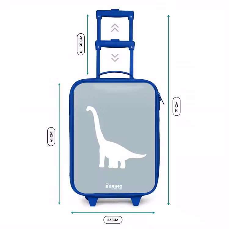 Kinderkoffer - Blauw - Blauw met Brachiosaurus dino — 6