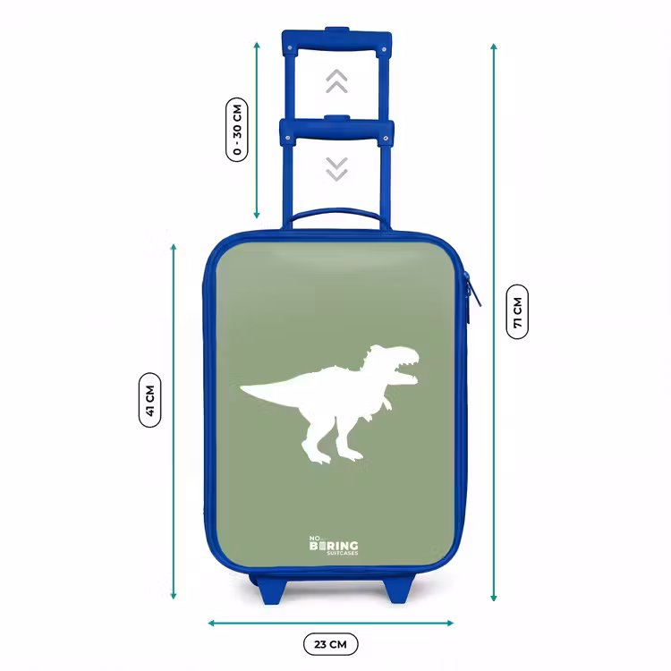 Kinderkoffer - Blauw - Groen met T-rex dino — 6