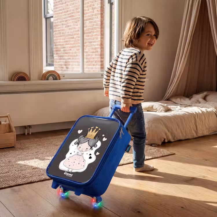 Kinderkoffer - Blauw - Kleine prinses op zwarte achtergrond — 3