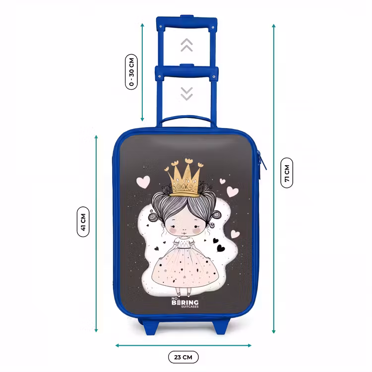 Kinderkoffer - Blauw - Kleine prinses op zwarte achtergrond — 6